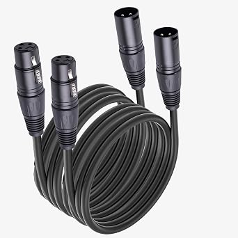 XLR Cable 50Ft 2 Pack - Premium Balanced Microphone Cable with 3-Pin XLR Male to Female Mic Speaker Cable, Black 50FT/2Pack/BLACK