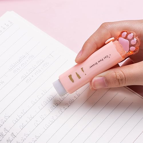 Vista 5 de 4PCS Cat Paw Shaped Retractable Erasers UHOMENY Retractable Erasers Cute Cat Paw Shaped Pencil Eraser Rubber for Kids Push-Pull Rubber Eraser for