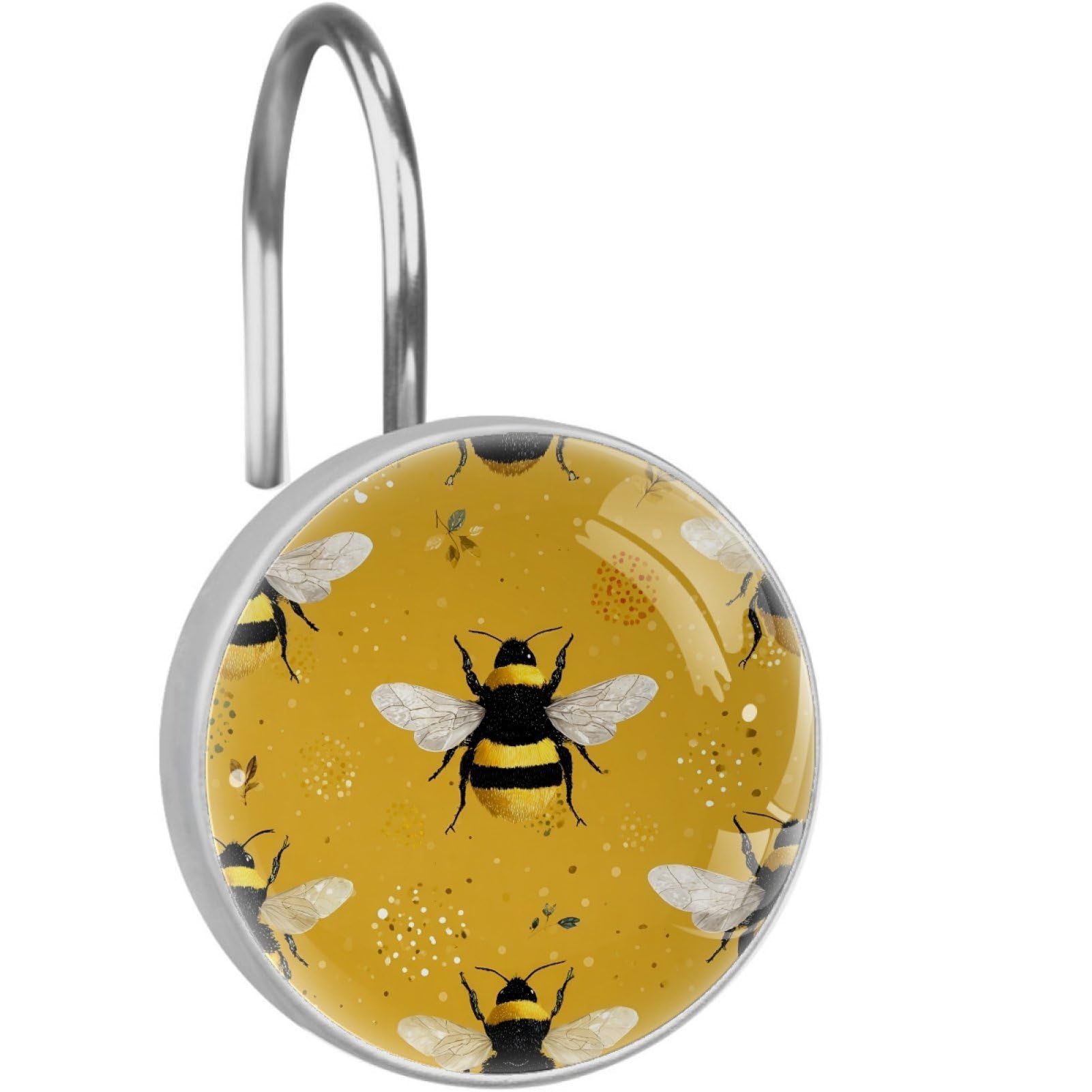 VAPOKF Decorative Shower Curtain Hook, Cartoon Bees Rustproof Stainless Steel Shower Curtain Hook for Bathroom, Shower Curtain Hangers for Shower Rod