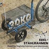 SPORTNOW Fahrradanhänger Cargo, faltbar, Kunststoffbox, 65 l, schwarzer Deckel – Ansicht 8