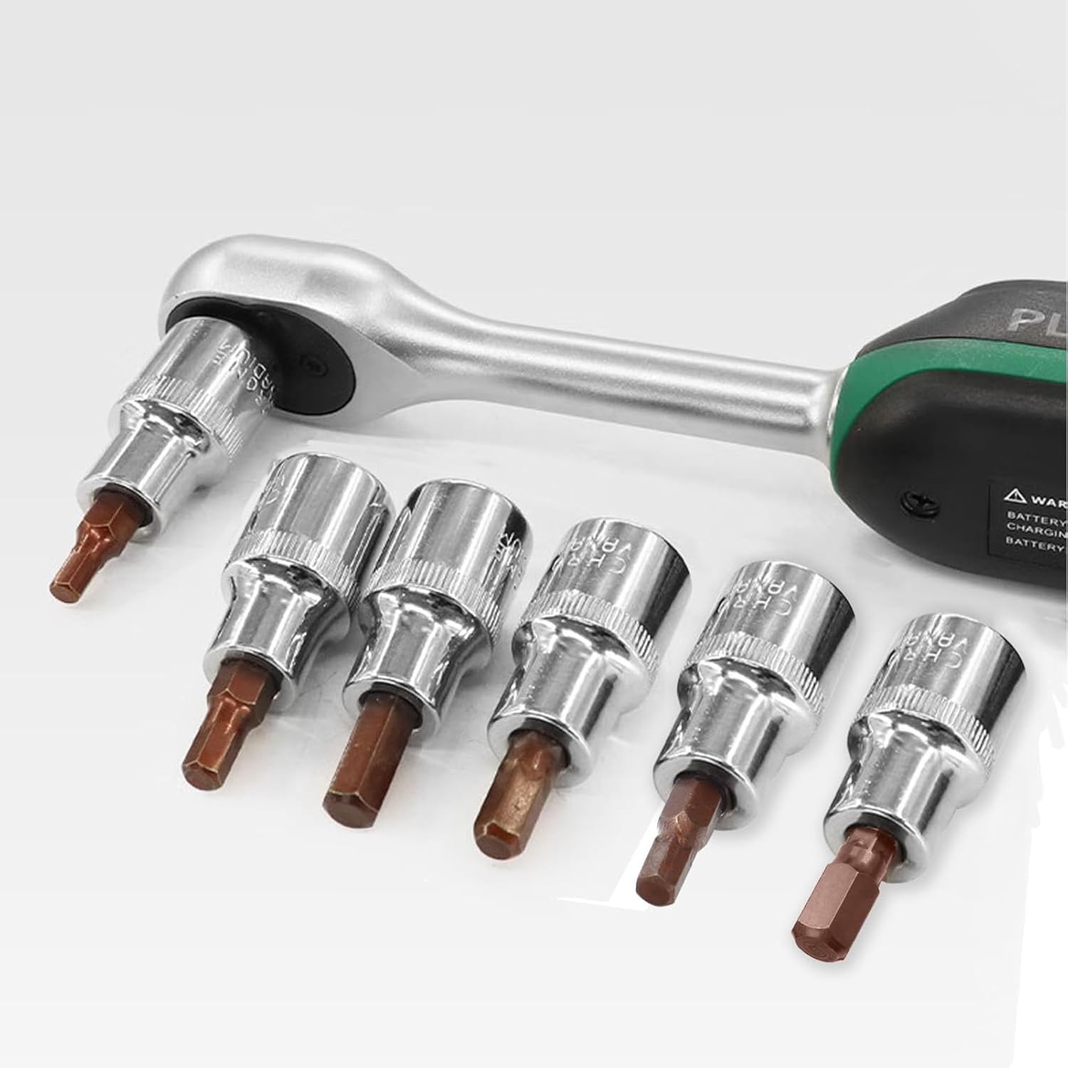 TOP-VIGOR 3Pcs Phillips Bit Socket, 3/8" Drive x PH1 - PH3 Key Socket, Premium S2 Steel Bits, 48mm Length Bit with Hex Shank Power Drill Adapter for Car, Trucks Repair(For Hand Use Only)