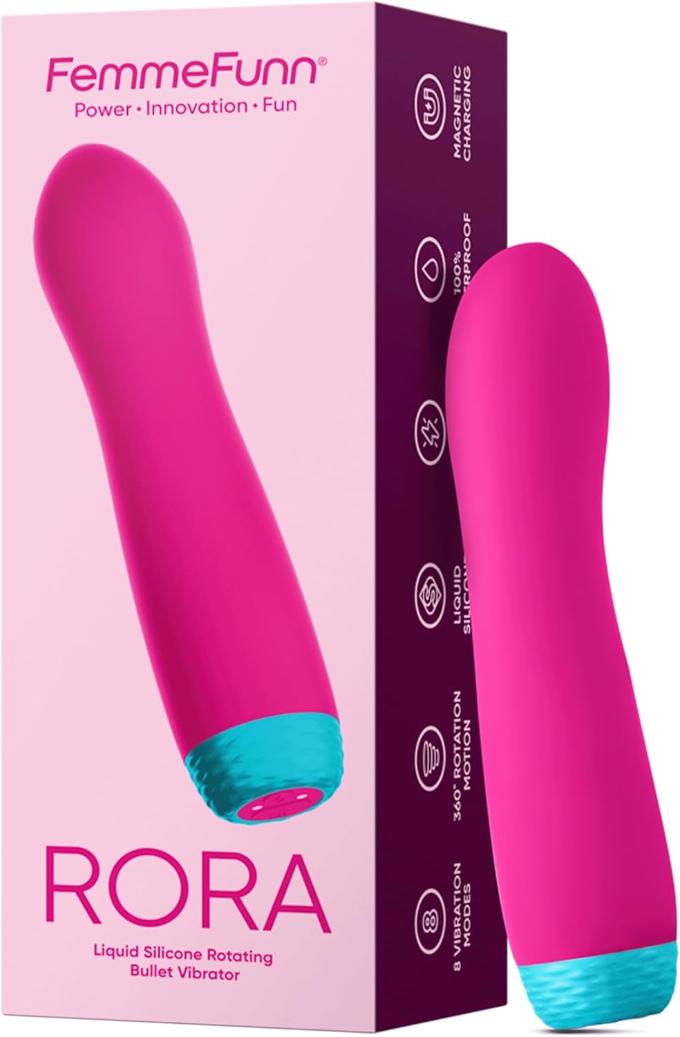 Rora 360° Rotating Bullet Vibrator for Women - Adult Sex Toy with 3 Speeds, 5 Patterns & Boost Mode - Silky Smooth, 100% Waterproof & Travel-Friendly - Premium Sex Toys for Women (Pink)