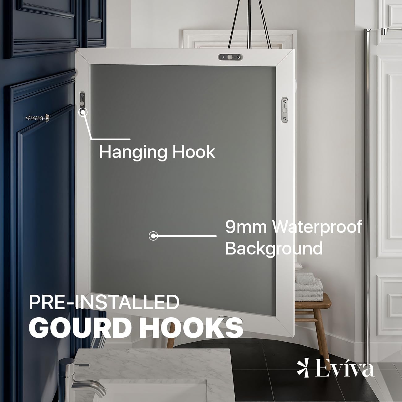 Eviva Acclaim 30" x 35" Rectangular White Wooden Framed Mirror