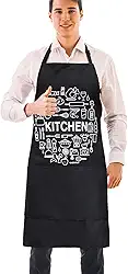 1 pacote com avental ajustável, resistente à água com 3 bolsos grandes, aventais de cozinha para churrasco, chefe de cozinha para mulheres, homens, Natal, Ação de Graças, presentes de aniversário