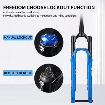Mountain Bike Suspension Fork 26 27.5 29 Air Fork Travel 100mm Thru Axle 15x110mm Boost Bike Fork 1-1/2'' Tapered Rebound Adjust Disc Brake Front Fork Lightweight(Black Manual,26'')