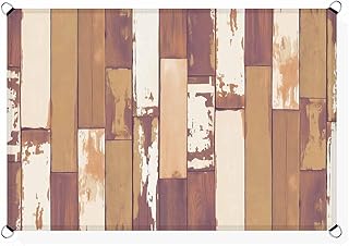 Vintage Brown Wood Grain Sun Shade Sail 6.5'X10' White Mottled Texture Country UV Block Outdoor Sail Shades Breathable Waterproof Rectangular Sunshade for Patio Garden Pool Pergola Porch