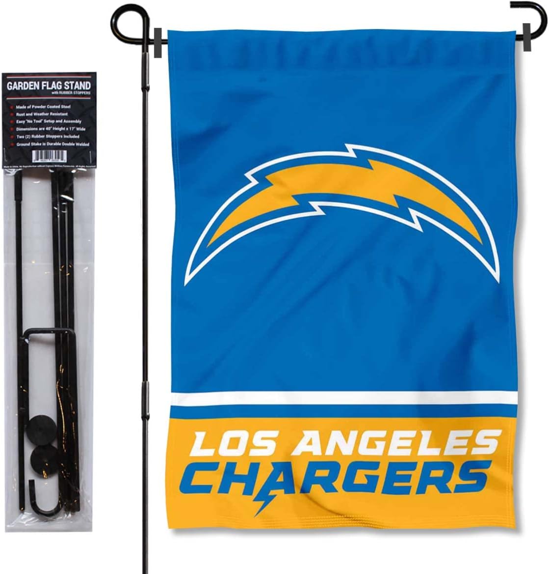 Los Angeles Chargers Garden Flag and Pole Stand Holder