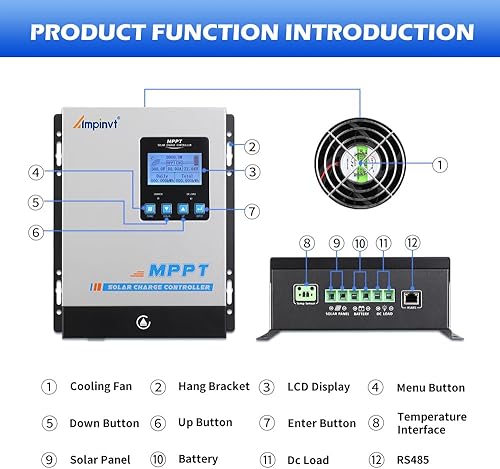 Miniatura 3 de Controlador de carga de panel solar de 40 A, MPPT, regulador de batería solar de 12 V, 24 V, 36 V, 48 V, entrada automática de 150 V, apto para
