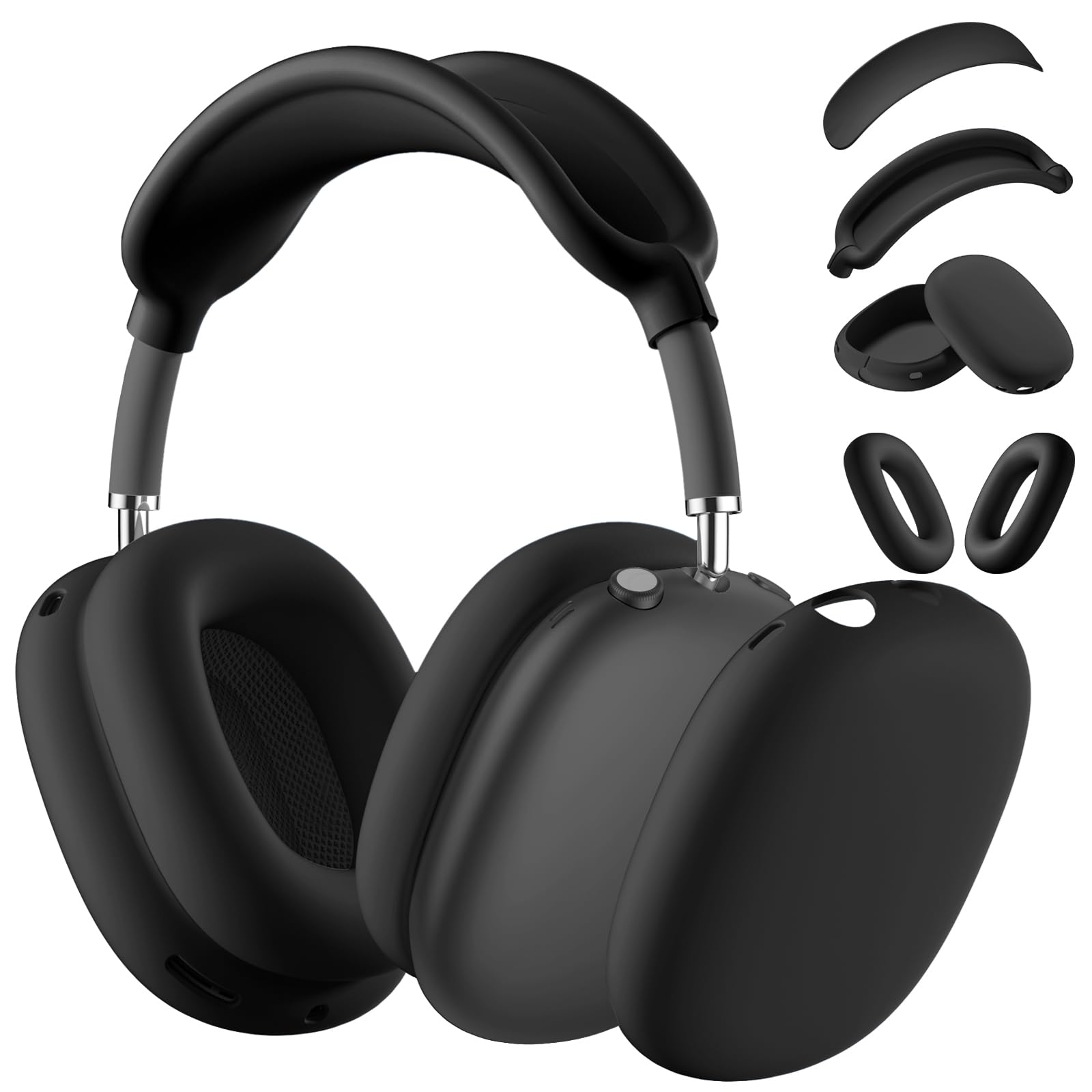 Lerobo Soft Case Cover for AirPods Max Headphones, for Airpods Max Ear Cup Covers/Ear Pad Case Cover/Headband Cover/Max Headband Pad,Accessories Silicone Skin Protector for Apple AirPods Max (Black)