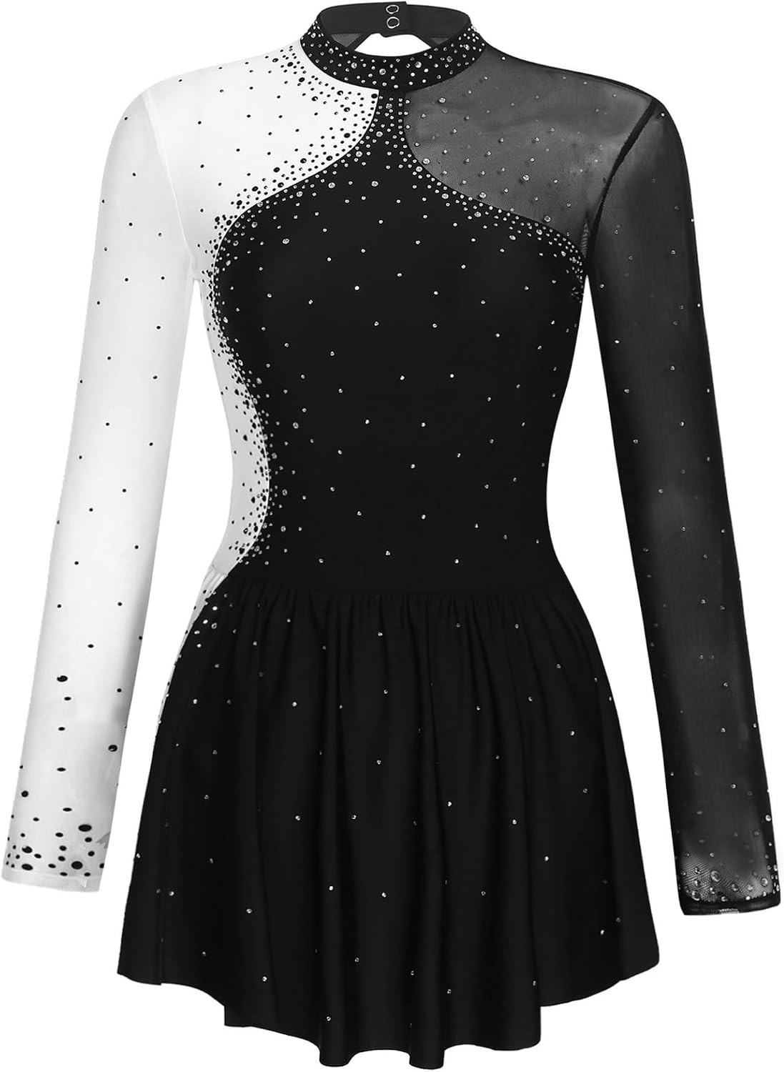 Ice Figure Skating Dress for Women Lyrical Ballet Leotard | Sparkly Rhinestone, Color Block, Ice Skating Dress, Dance Recital, Daily Practice, Gymnastic Exercise
