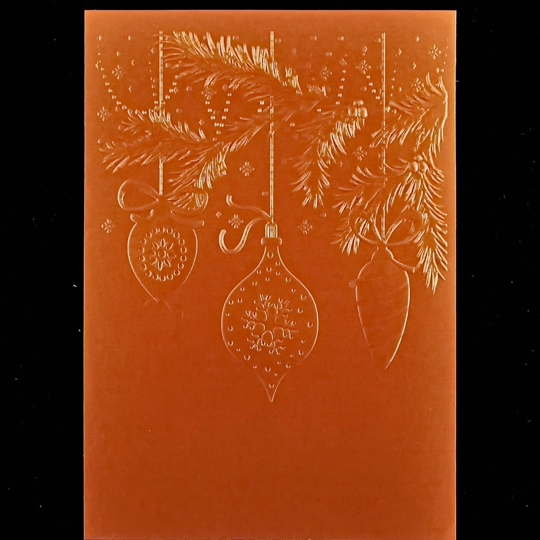 KWELLAM 3D Merry Christmas Ball Pine Branch Background Plastic Embossing Folders for Card Making Scrapbooking and Other Paper Crafts 4092605