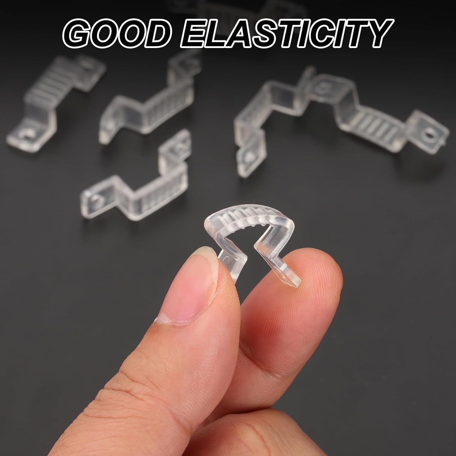 PATIKIL LED Strip Light Clips, 100 Pack Mounting Bracket Soft Fixing Clips Clamp Holders with Screws for 20mm Wide 3528/5050 Neon RGB Light Cable Ribbon, Transparent
