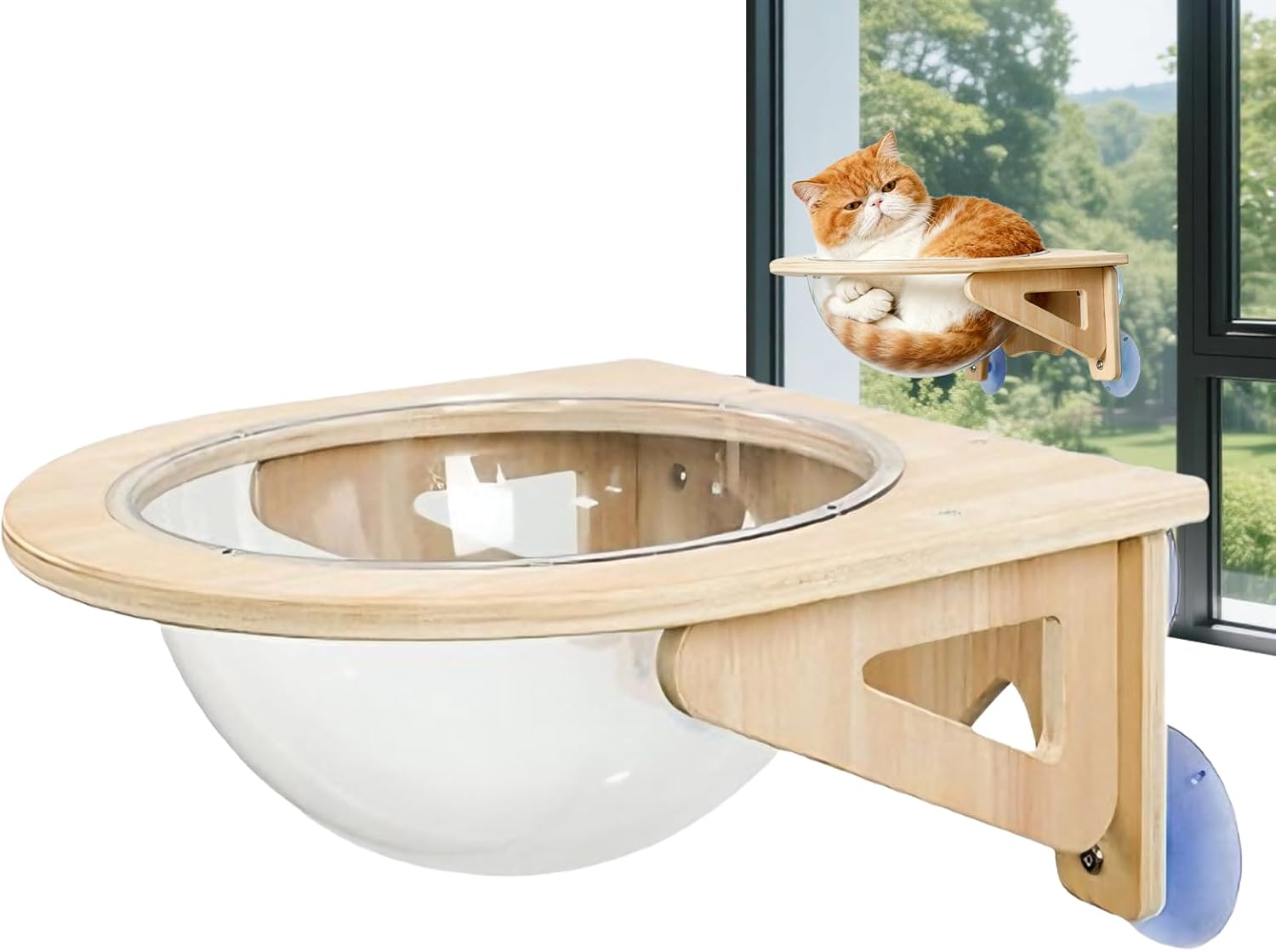 Wall Mounted Cat Furniture | Clear Bubble Suction Cup Window Cave,Cat Wall Perches,for Workplace Kitchen Living Room Home Indoor Apartment Corner