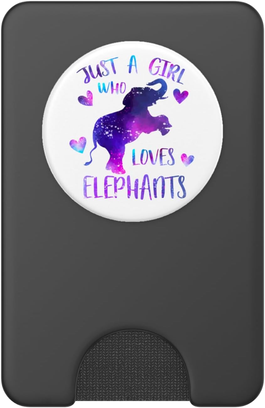 Just a Girl Who Loves Elephants Watercolor Galaxy Elephant PopSockets PopWallet for MagSafe