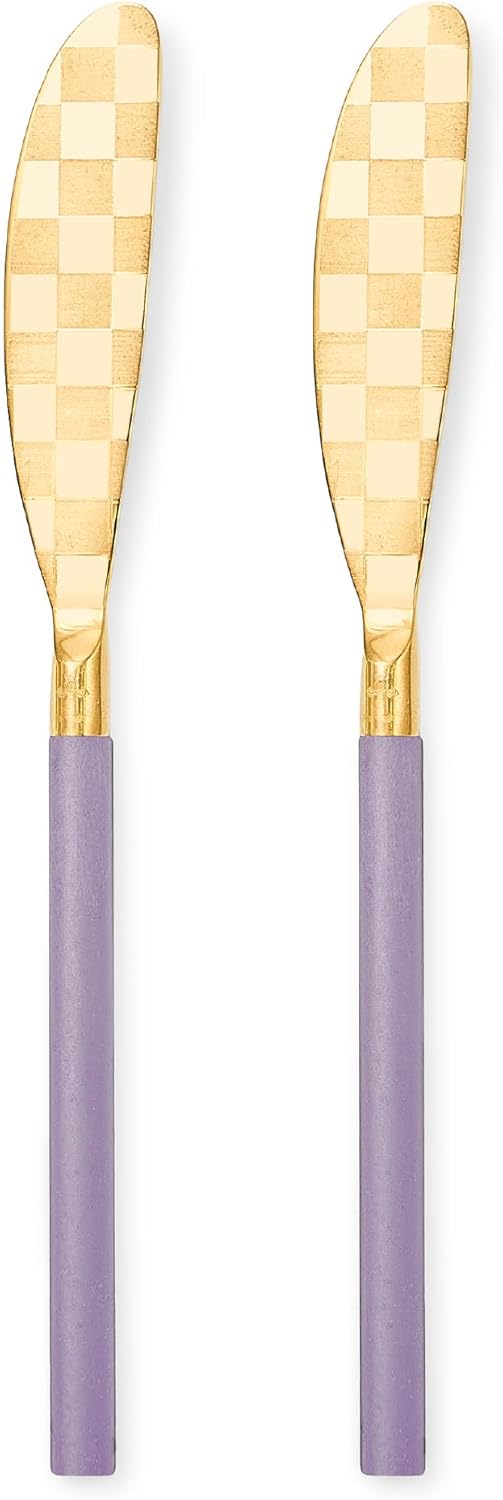 MACKENZIE-CHILDS 2-Piece Spreader Set, Stainless-Steel Butter Knife Set, Mocha