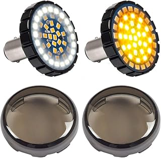 1157 Front LED Turn Signal Lights, 2 Inch Bullet Running Light with Smoked Lens Cover fits Harley Sporster 1200, Dyna, Road King, Street Glide, Softail 2020