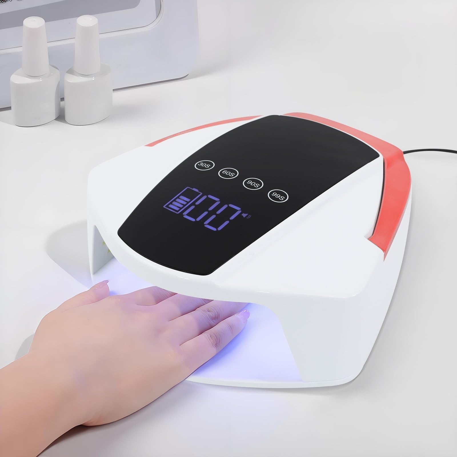 Lampa LED do paznokci, Akumulatorowa lampa do paznokci LED, biurkowa manicure, automatyczna z czujnikiem UV i suszarką