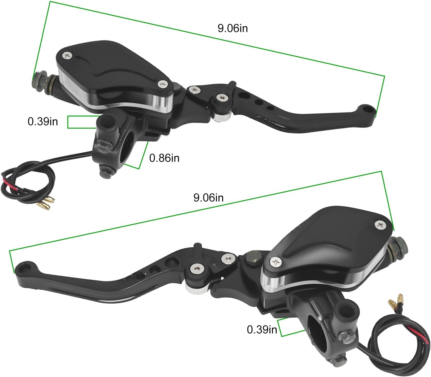 Triumilynn Motorcycle Brake Clutch Pump Lever 7/8" 22mm Dual Hydraulic Master Cylinder Reservoir CNC Replacement for Harley Honda Kawasaki Suzuki Yamaha from 50CC to 300CC Left & Right Set (Black)
