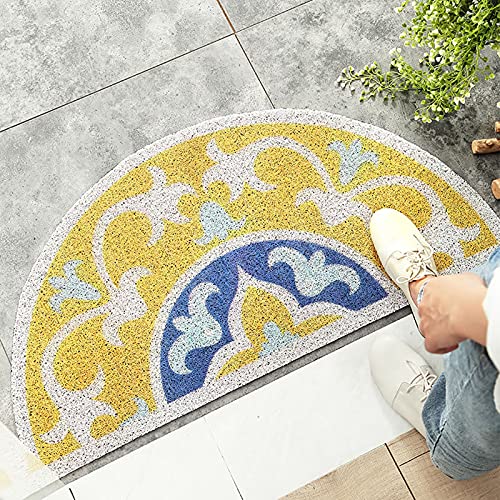 HelloTree Creative Semi-Circular Area Rug Anti Slip Door Mat Rainbow Sun Printing Floor Mats Bedroom Carpet Rugs Entrance Doormat - Tulip, 17.7 x35.4 