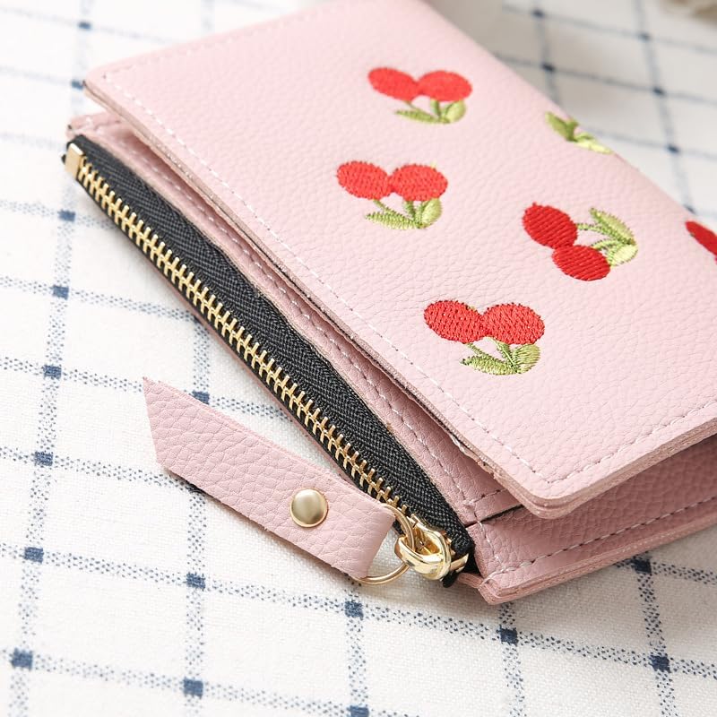 Cherry Cute Vintage Wallet Cute Purse Coin Pocket Small Wallet for Women Zip Y2k Mini Leather Cash Wallets with Zipper - Image 6