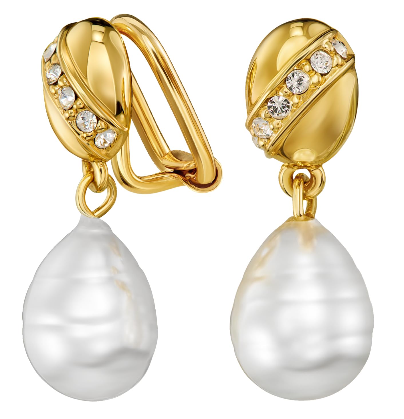 Boucles d'oreilles à clip Perle Barok pour oreilles non percées - 7
