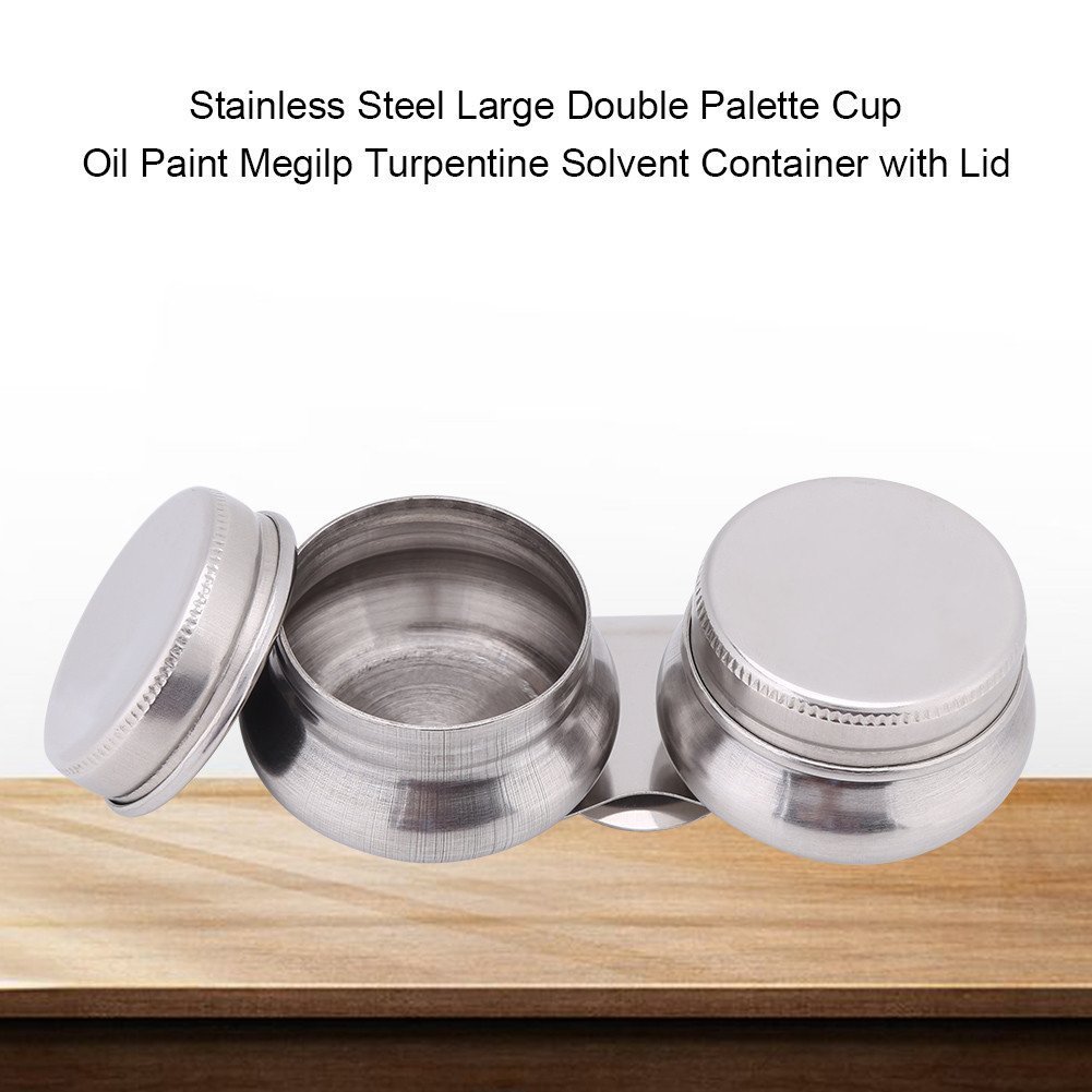 Double Palette Cup, contenitore per pittura a tazza grande a doppia benna per olio, in acciaio inox
