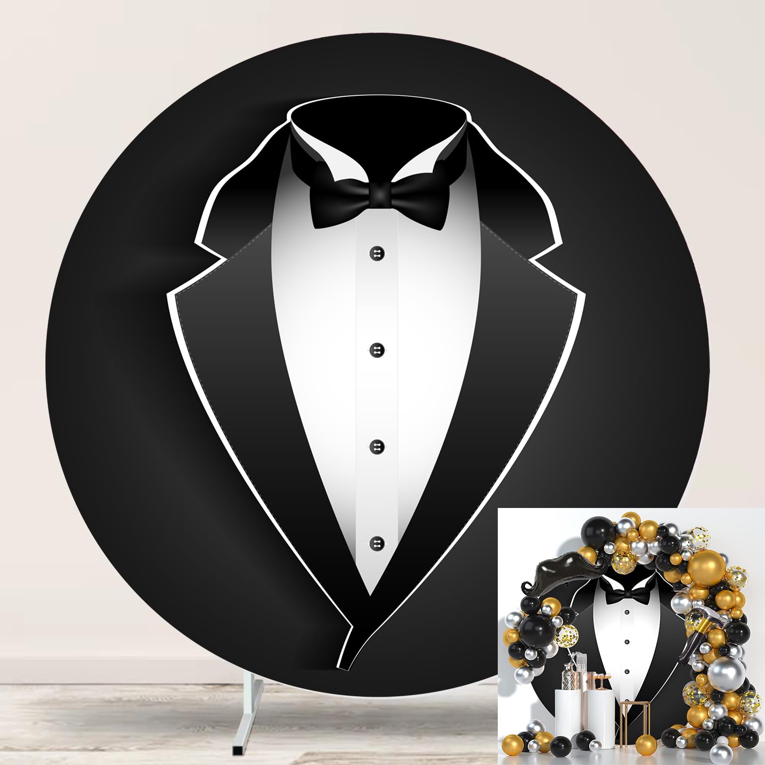 Photo 1 of Jditngp Round Backdrop Cover 7.2ft - Tuxedo Suit Design