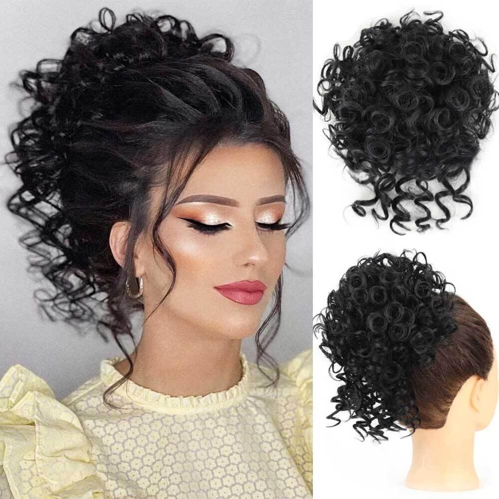 sztuczne włosy kok Messy Bun Hair Piece dla kobiet, elastyczna, syntetyczna, kręcona, kokowa przedłużka do włosów Akcesoria do włosów(4-30)