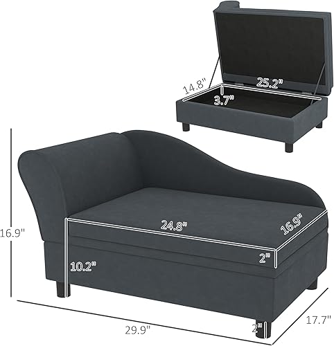 Miniatura 7 de PawHut Sofá cama de lujo para perros con almacenamiento oculto, sofá cama pequeño para perros con espuma suave de 2 pulgadas, muebles modernos para