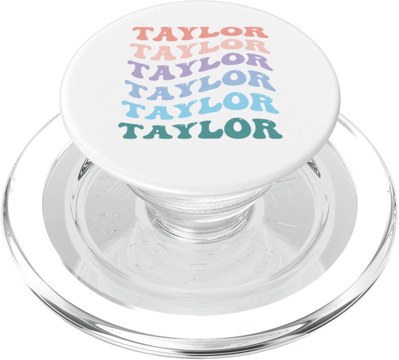 PopSockets PopGrip for MagSafe - Girl Retro Groovy TAYLOR First Name Personalized Birthday Gift - Transparent - Compatible with Any Phone
