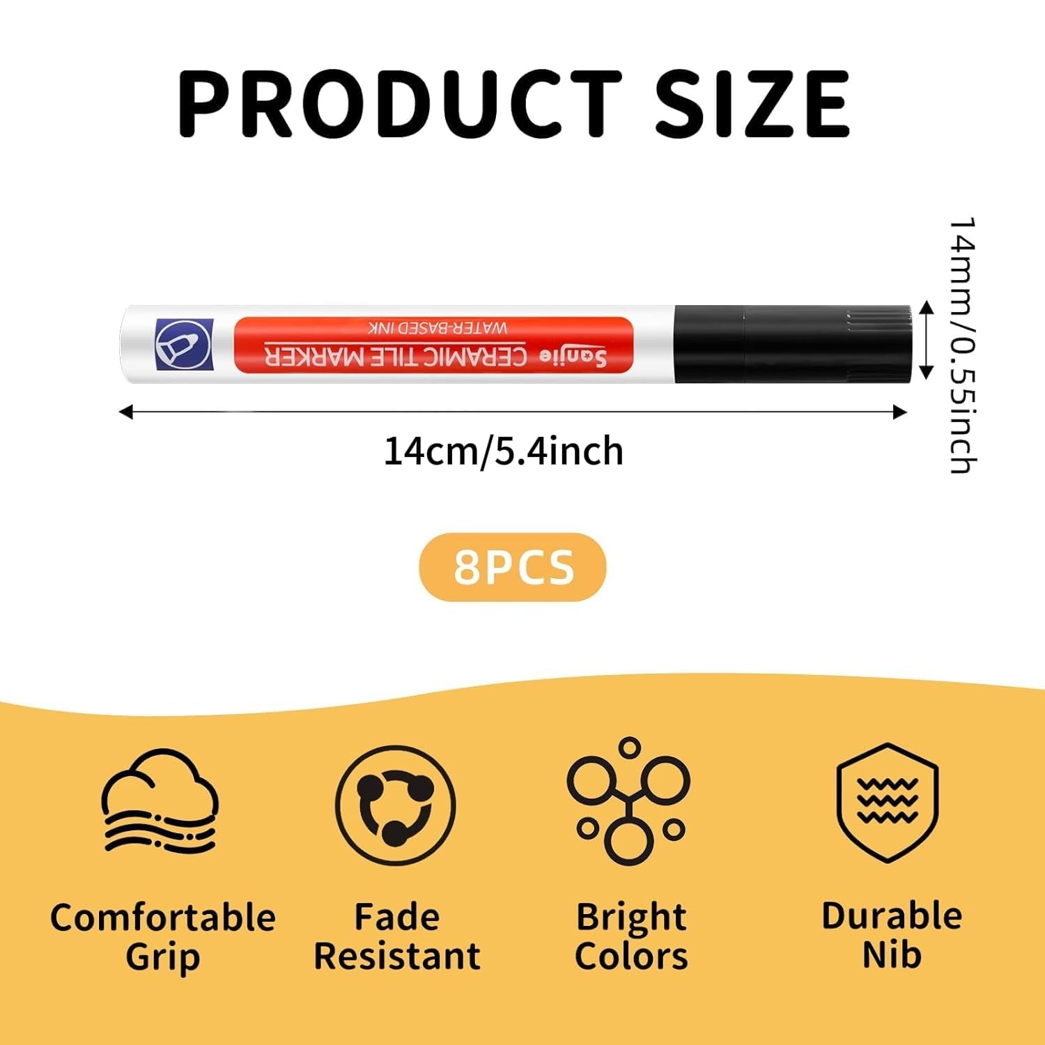 8Pcs Grout Pen Black Grout Pen for Tiles Bathroom with Replacement Nib Tips Tile Grout Anti-Grout black Tile Pen Marker for Restoring tile grout Wall Floor Bathroom Kitchen and Floor Tiles - Image 2