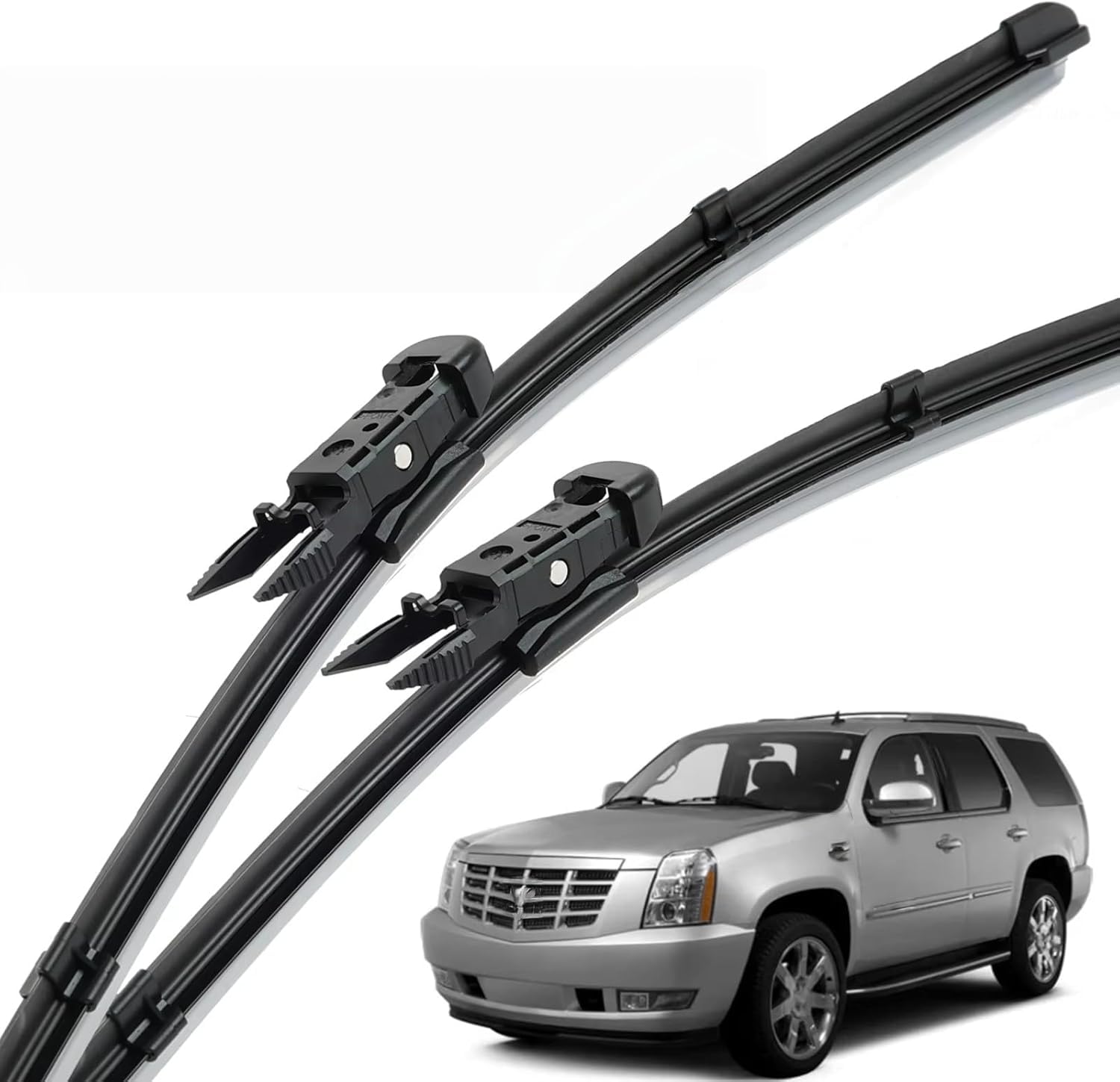 liufangfc Front Windscreen Beam Wipers for Cadillac Escalade 2007-2013 22"+22", Set of 2 Replacement Blades with Pre-assembled Adapter, Only for Right-Hand Drive (UK)