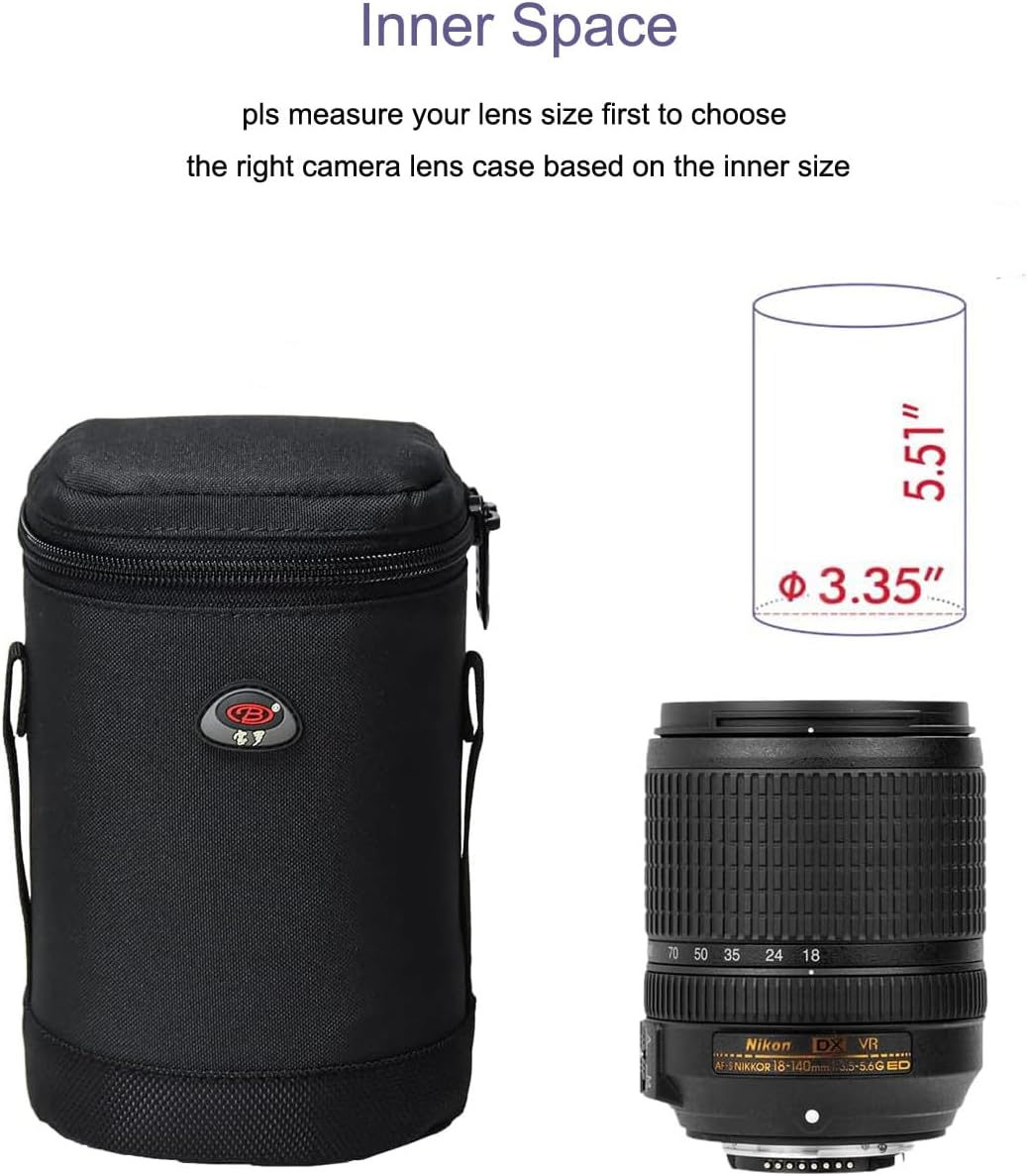 Camera Lens Case DSLR Camera Lens Bag Fits for Canon Nikon Pentax Sony Olympus Panasonic and Other Camera Lens