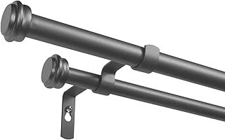 EXCLUSIVE HOME Topper Double Curtain Rod and Finial Set, Gunmetal, 36