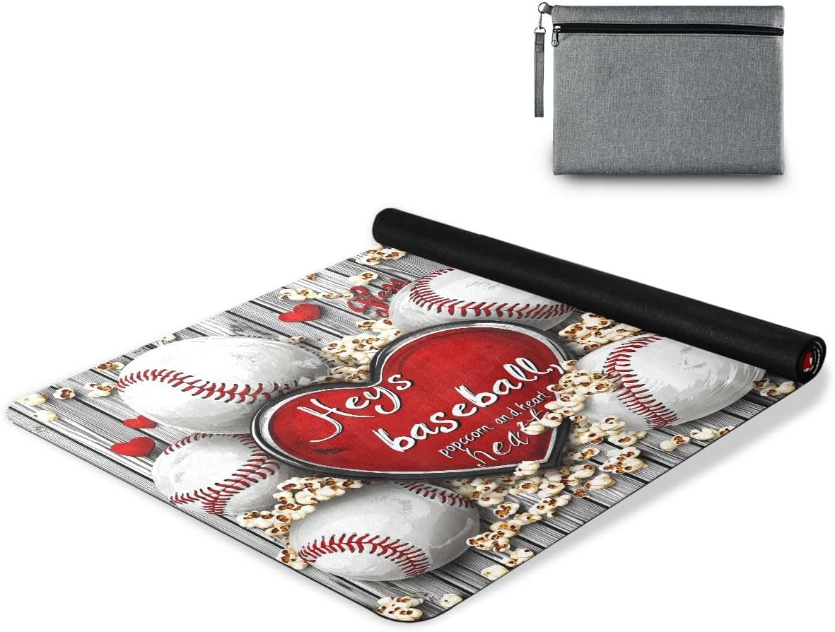 ALAZA Baseball Yoga Mat Non Slip Fitness Exercise Mat, Workout Mat for Yoga, Pilates and Floor Exercises