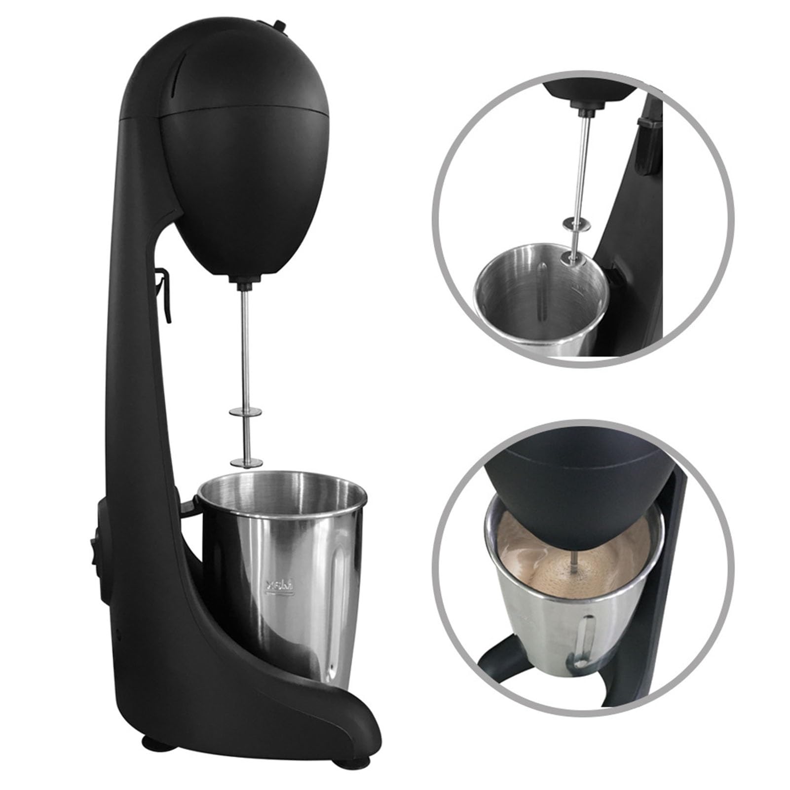 Mélangeur électrique à milkshake - Mélangeur automatique à 2 vitesses en acier inoxydable avec tasse à mélanger pour milkshakes et boissons