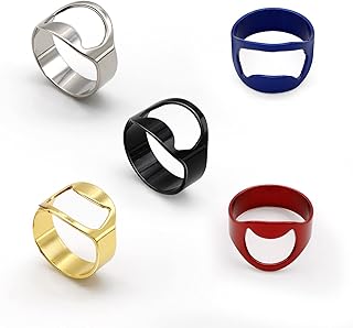 KINHARD 5 Pezzi Anello Apribottiglie, Acciaio Inossidabile Apribottiglie 22mm Mini Apribottiglie ad Anello per camerieri, baristi, sommelier , Cucina Strumento Bar