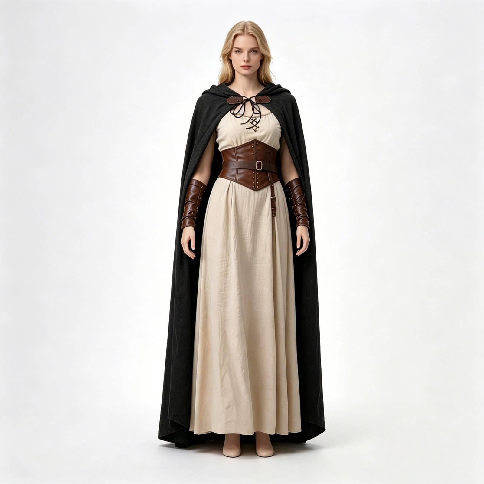 Cape Médiévale Lin Vintage Cosplay Mage Elfe