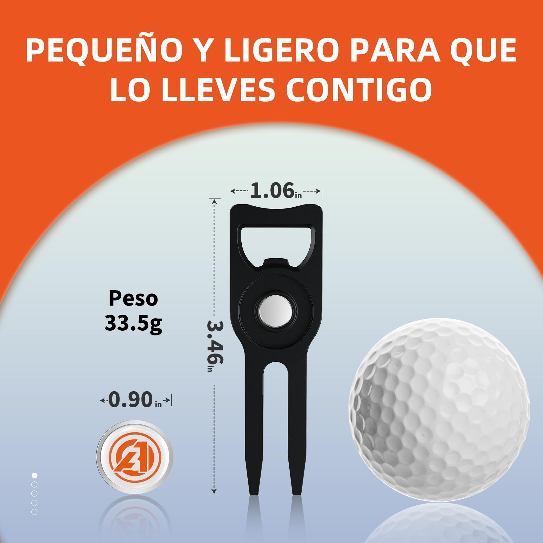 AOFAR Golf Divot Tool con Marcado magnético, Cepillo de Limpieza de Palo de Golf Integrado, aleación de Zinc
