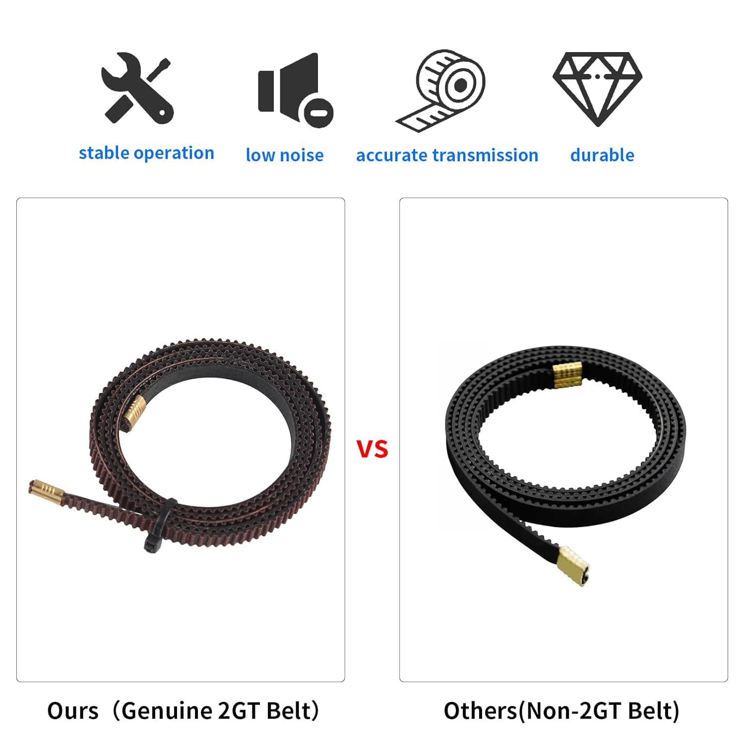 Accessoires pour imprimante 3D Elego Neptune4 Max - Courroie X Y de rechange : courroie de distribution synchrone antidérapante 2GT x 1132 mm axe Y 1122 mm largeur 6 mm boucle en cuivre pressé