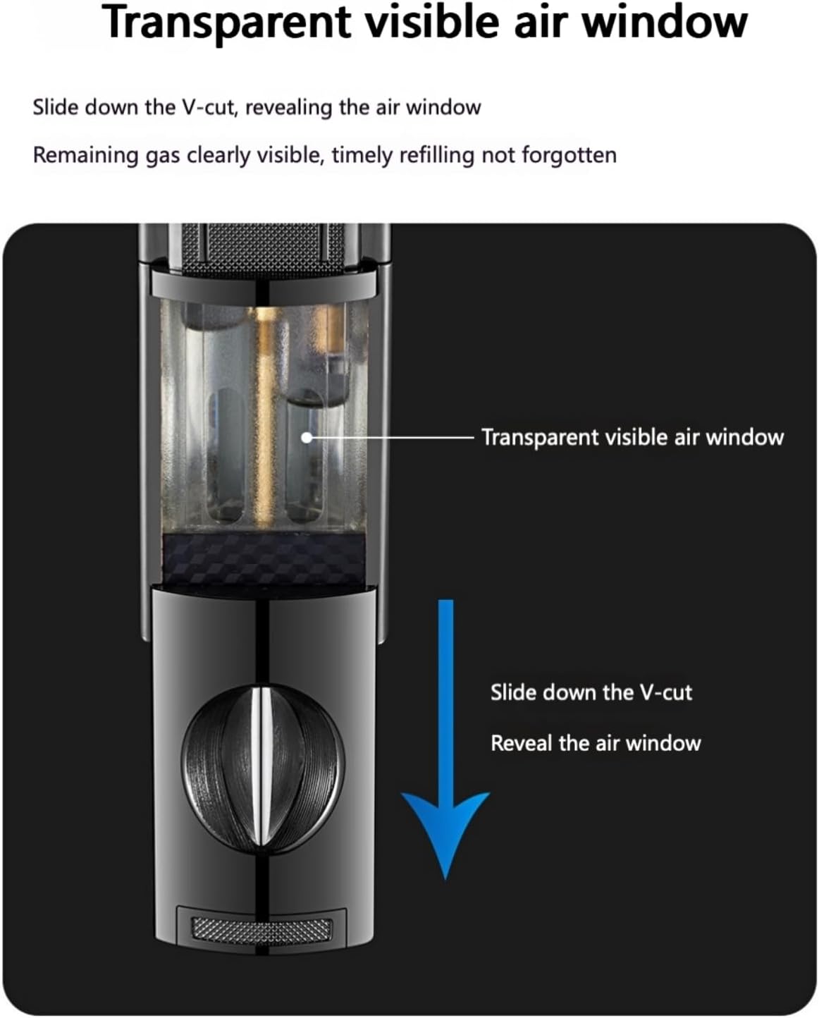 All-in-One Torch Lighter Set with V Cutter, Punch and Holder, Windproof Triple Jet Refillable Butane Lighter Kit with Present Box, Adjustable Flame (Gas Not Included)