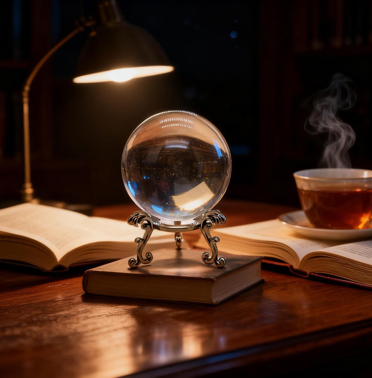 2.4 Inch Clear Crystal Ball with Stand, Crystal Sphere, Handcrafted Photography Prop, Elegant Witchy Home Decor & Ornamental Gift