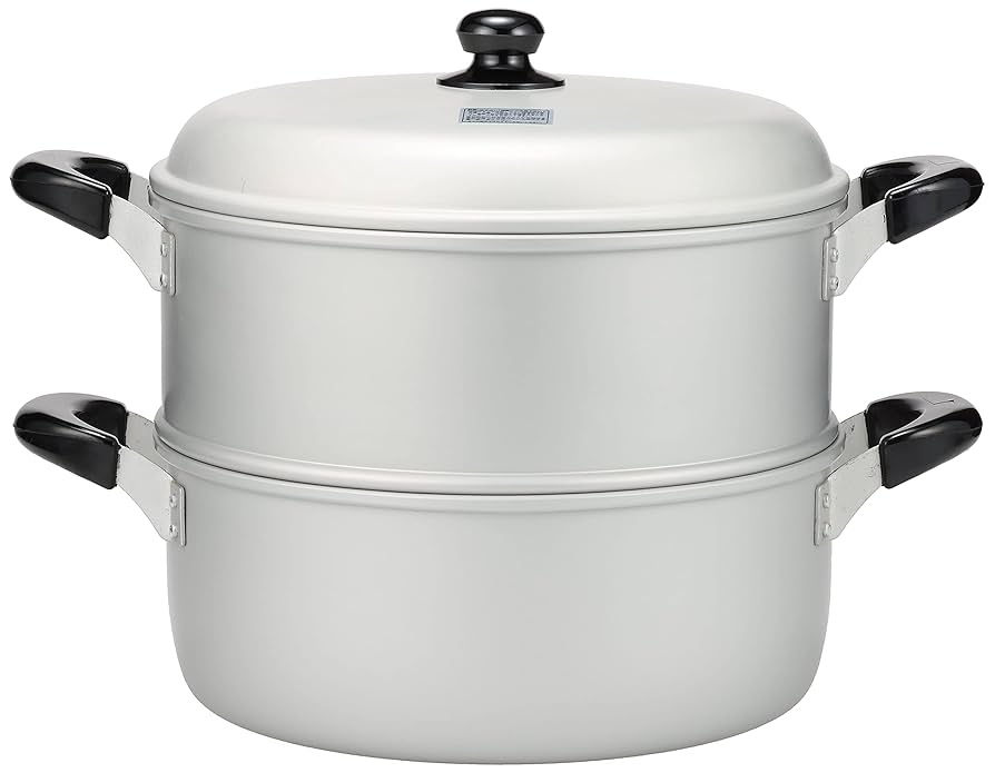 値下げです。特大　アルミ製 蒸し器 直径約55cm Amazon｜和平フレイズ 軽い アルミ 二段蒸し器 30cm 楽々小町 RR