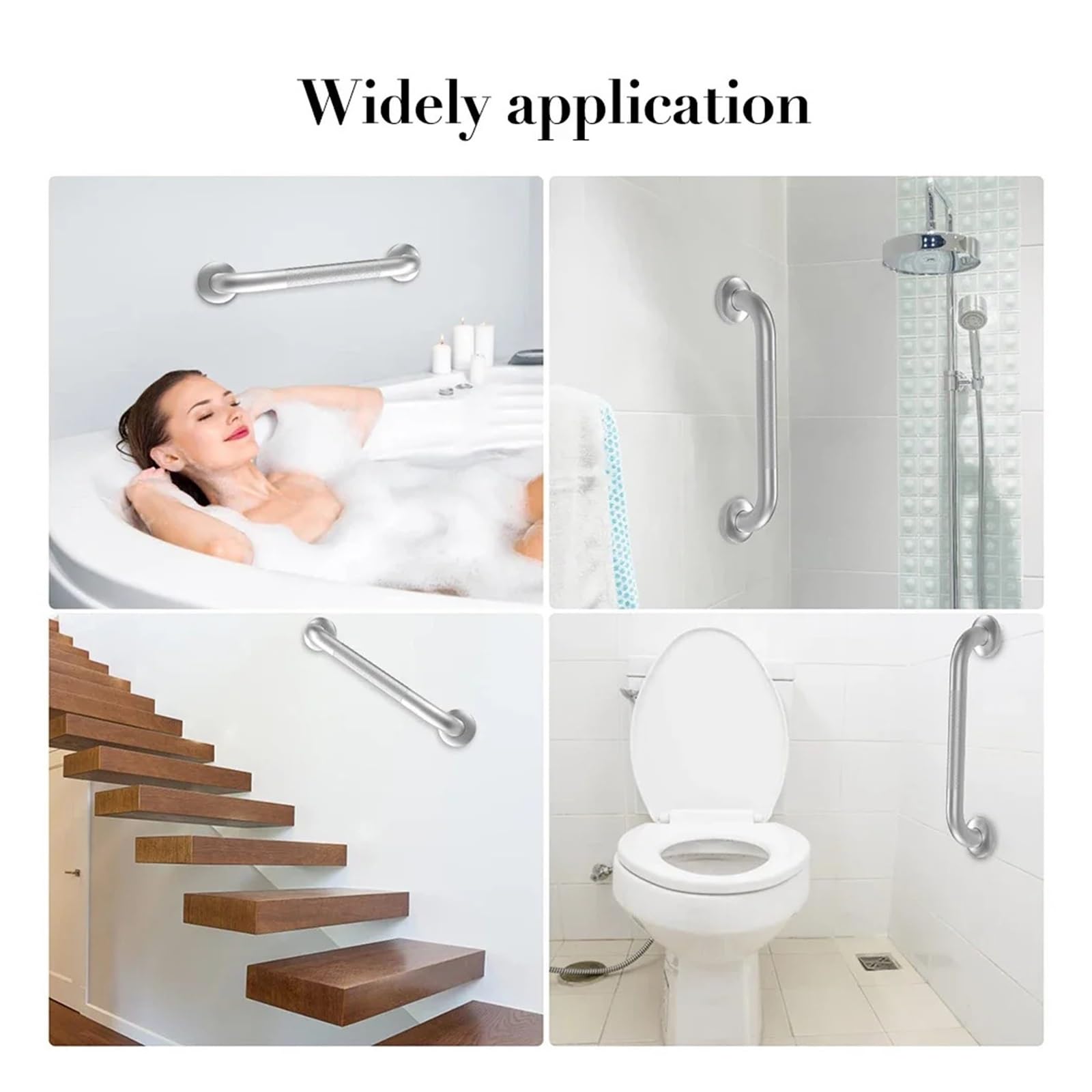 Barra de apoyo acero inoxidable antideslizante for ducha, mango seguridad for baño, bañera, inodoro, pasamanos for evitar caídas, accesorio Para ducharse(Sliver-32mm-40cm)