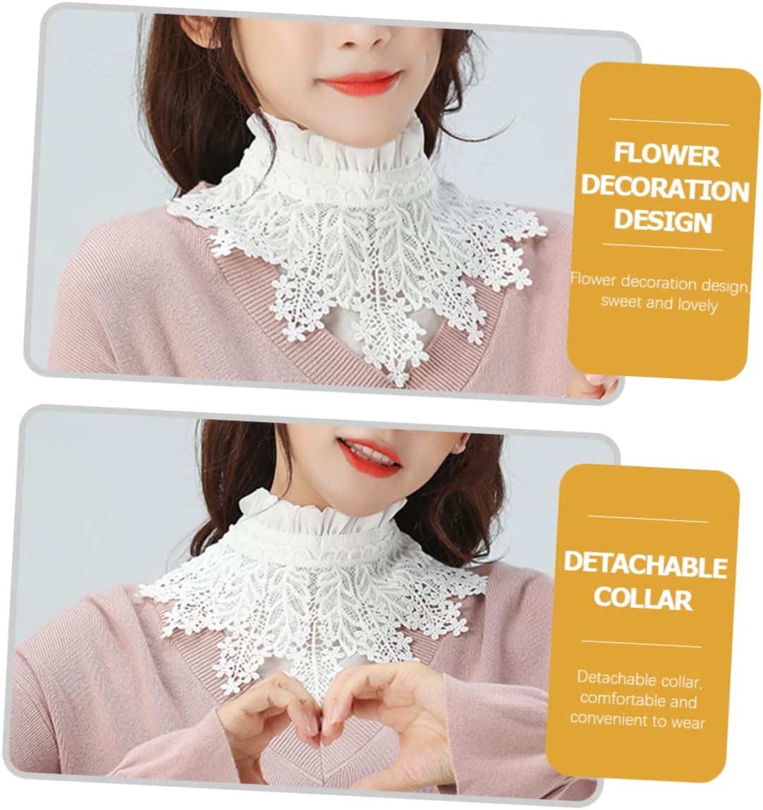 COLLBATH Women Faux Collar Organza White Adjustable Elastic Accessory