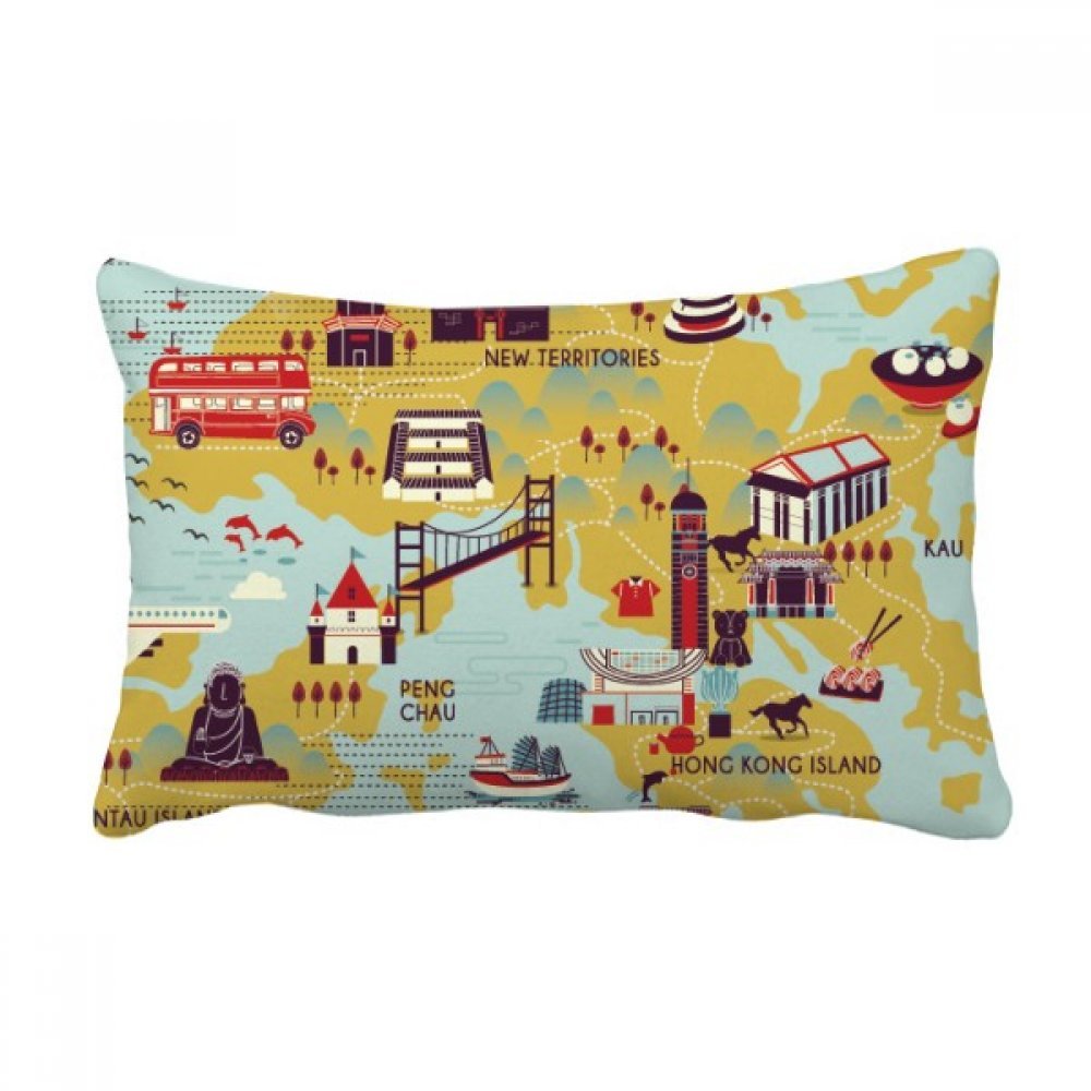 Hong Kong carte coussin de 40x60 cm multicolore pour decoration de canape