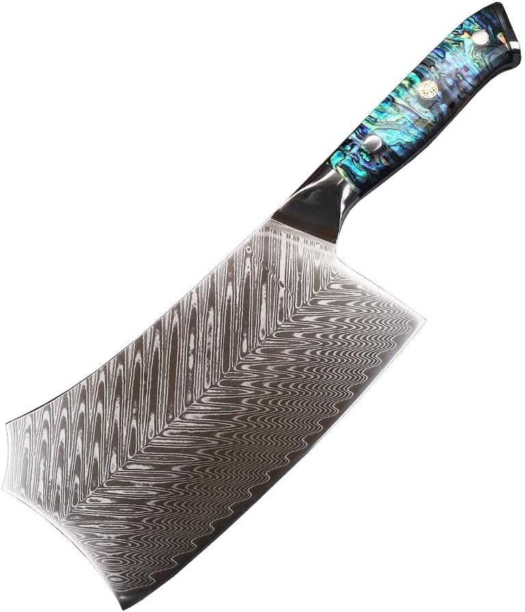 Meat Cleaver,Cleaver Knife 7 Inch 67-Layer VG10 Steel Core Forged Damascus Steel Chopping Vegetable Meat Slice Fruit Tool Knife
