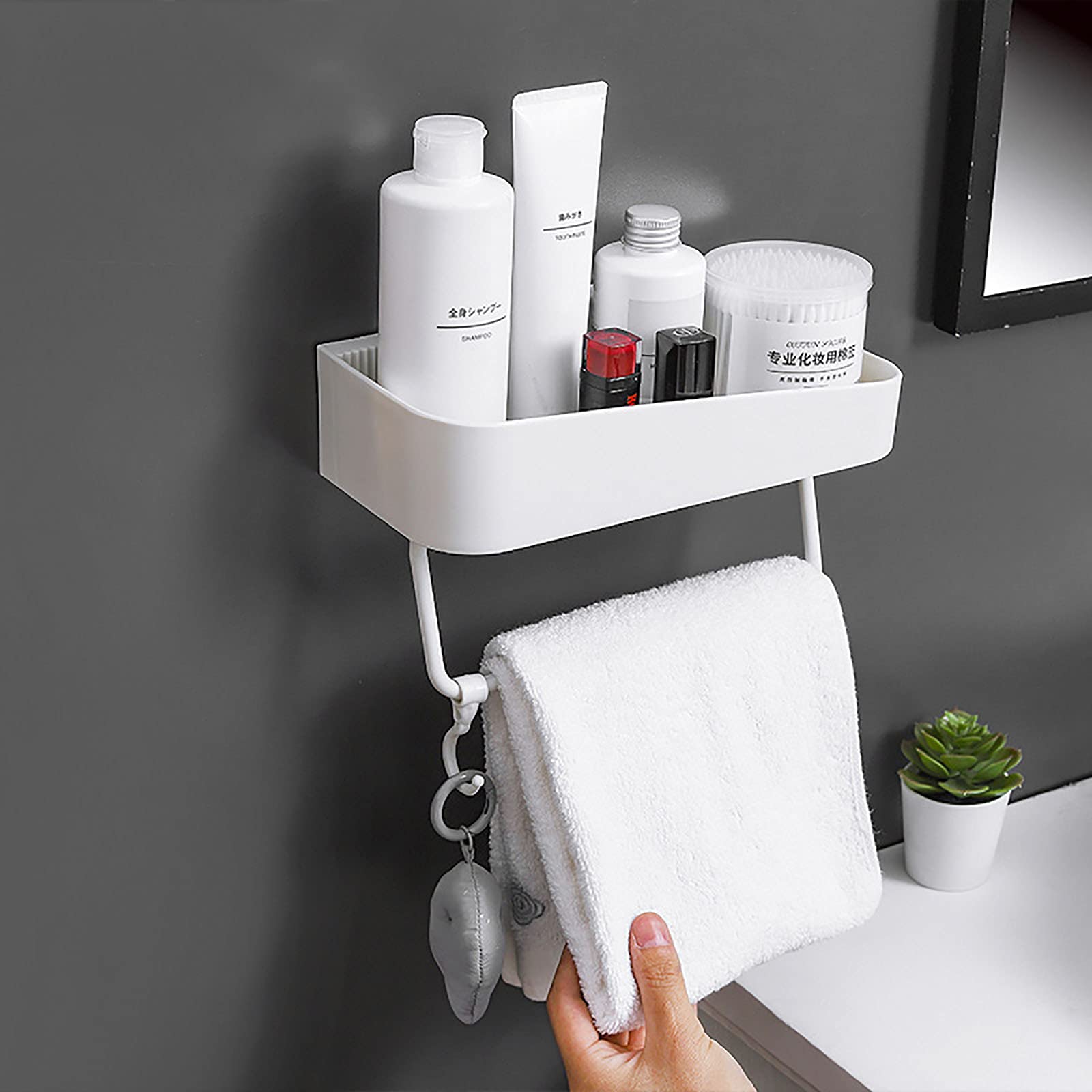 estantes de baño exquisitos Estante de baño montado en la Pared Estante de Almacenamiento de baño Estante de Ducha montado en la Pared Adhesivo para baño baño Cocina/Blanco