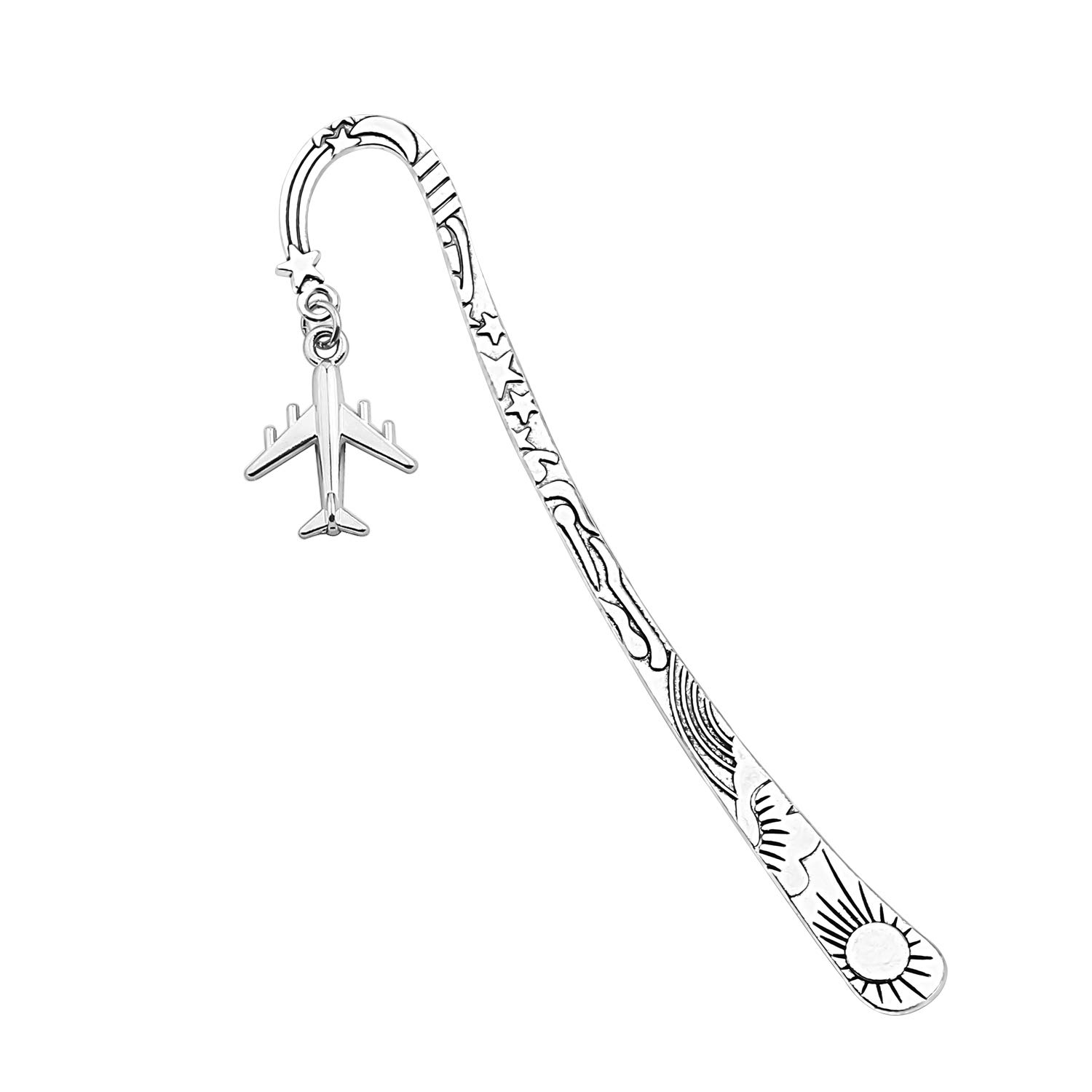 AKTAPReading Lover Gift Airplane Bookmarks Book Gift for Travel Enthusiast Flight Attendant Book Jewelry Fly Safe Gift