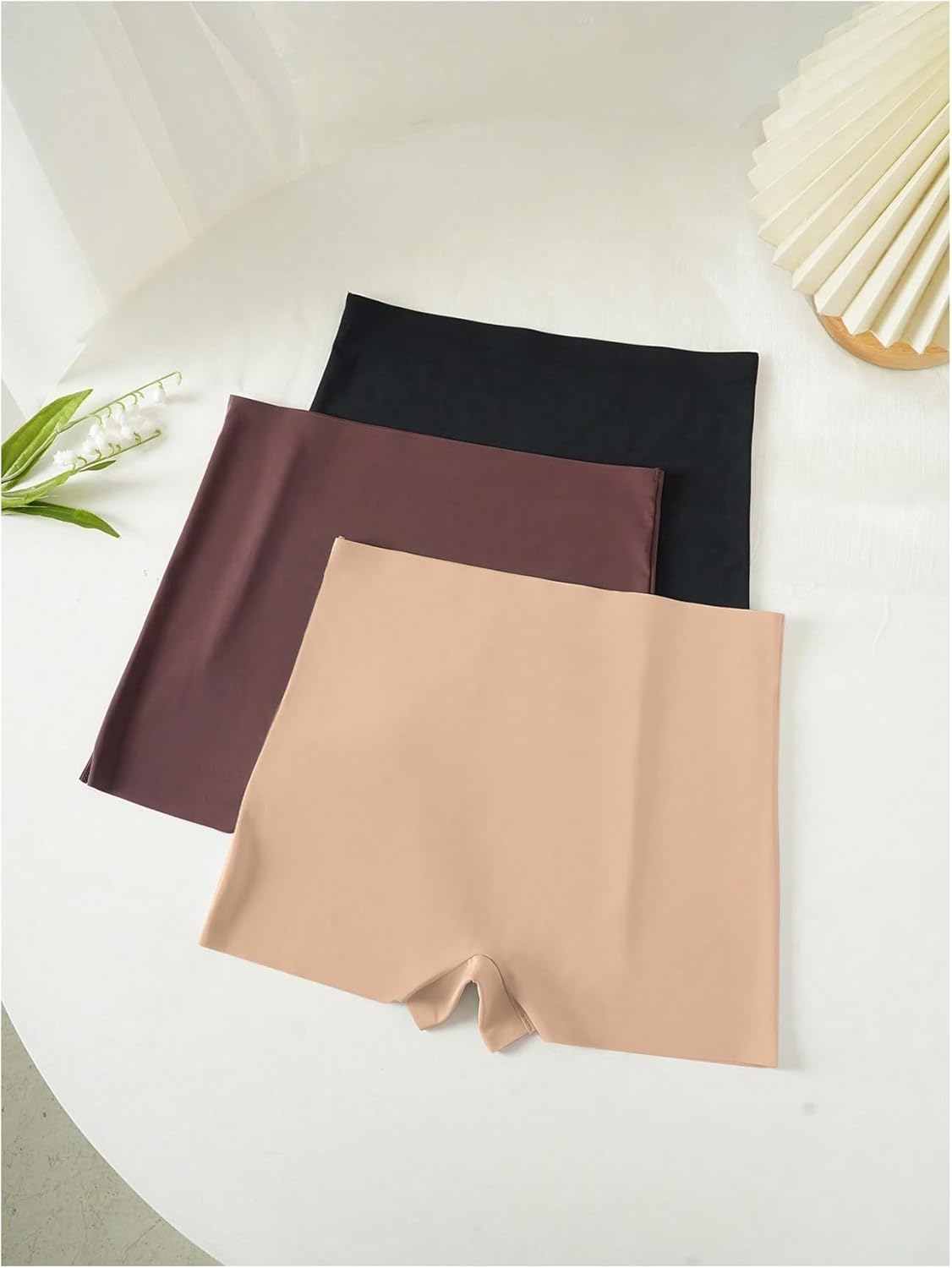 OYOANGLE Women's 3 Pack Seamless Boyshorts Panties Stretchy Mid Rise Boxer Briefs Slip Shorts for Under Dress - Image 3